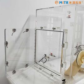 De mini Acryl & Doos van de Plexiglas VacuümdieHandschoen voor Laboratoriumonderzoek wordt aangepast